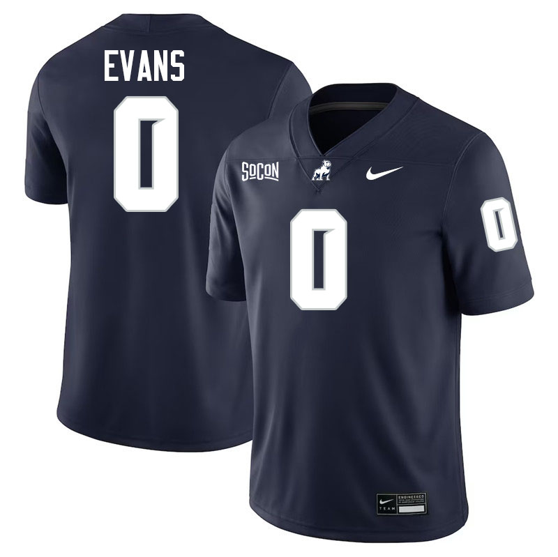 Samford Bulldogs #0 C.J. Evans College Football Jerseys,Uniforms-Navy
